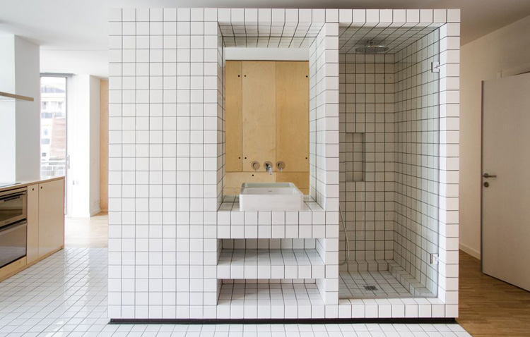 40 metri quadri con bagno - Progetto JM55 disegnato da Studio BURR
